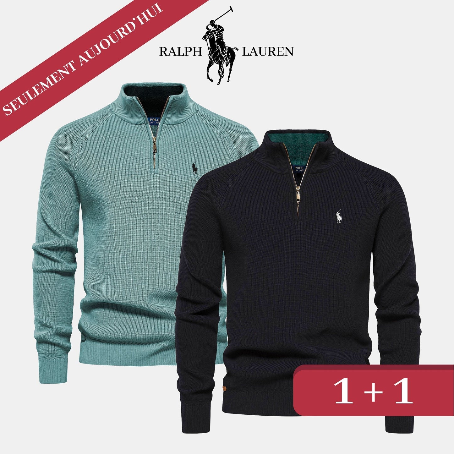 Pull Col Zippé R&L 1+1 (DÉSTOCKAGE)